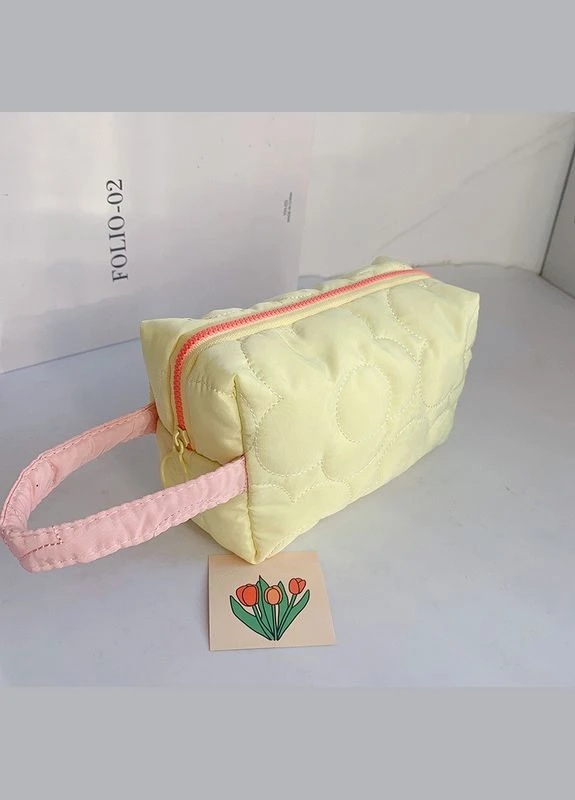 М'яка косметичка Puff 9.5*7.5*15.5 Жовта (AN0103146) ANbeauty (360768404)
