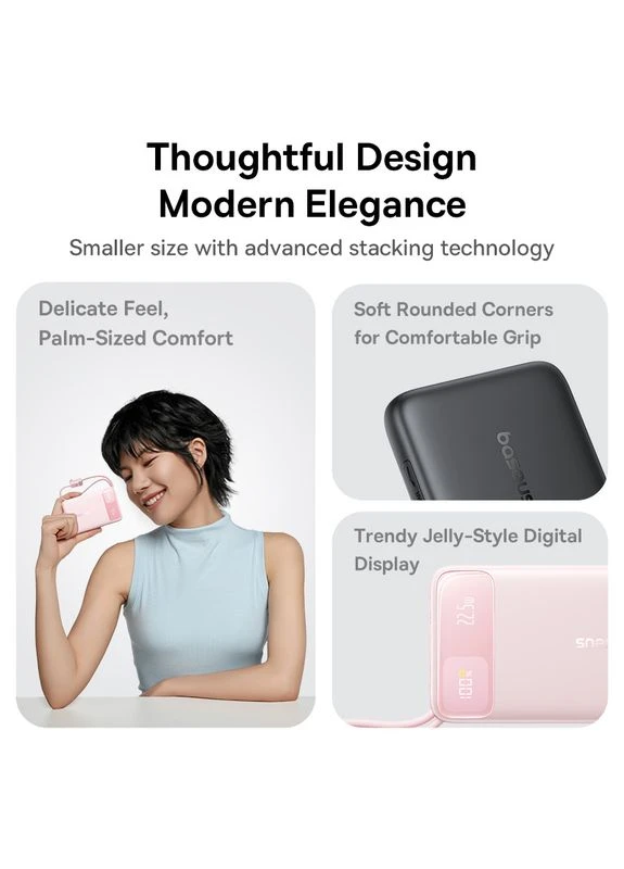 Powerbank 10000mAh EnerFill FC11 с цифровым дисплеем, двумя встроенными кабелями, 22,5 Вт, цвет Cosmic Black (E0027R04) Baseus (399513456)