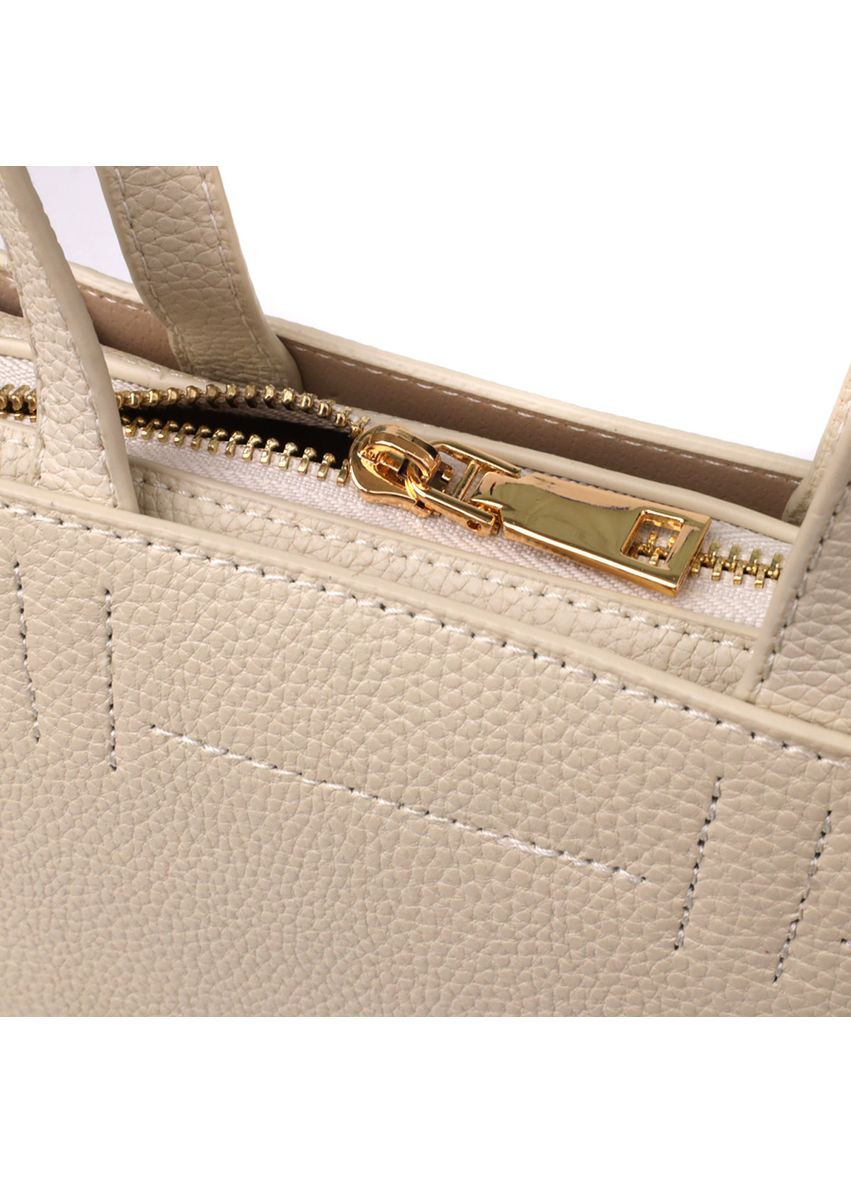 Сумка для жінок із натуральної шкіри з модним трапецієподібним кроєм 22917 Білий Vintage (361679836)