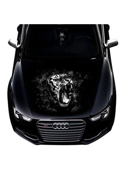 Наклейка на капот 3D TUNING STUDIO Тигр ЧБ 1200х1500х0.080мм No Brand (362498505)