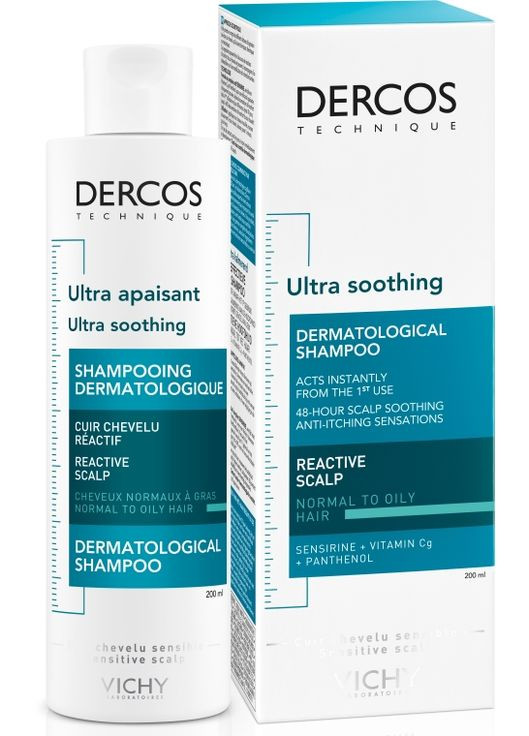 Успокаивающий шампунь для нормальных и жирных волос Dercos Ultra Soothing 200ml (241617-28030) Vichy (368632551)