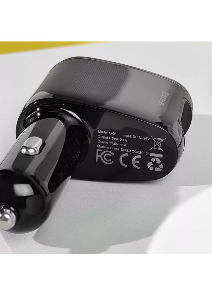 FM-трансмітер Locomotive MP3 Car Charger 2 USB 3.4A Чорний Baseus (377266659)