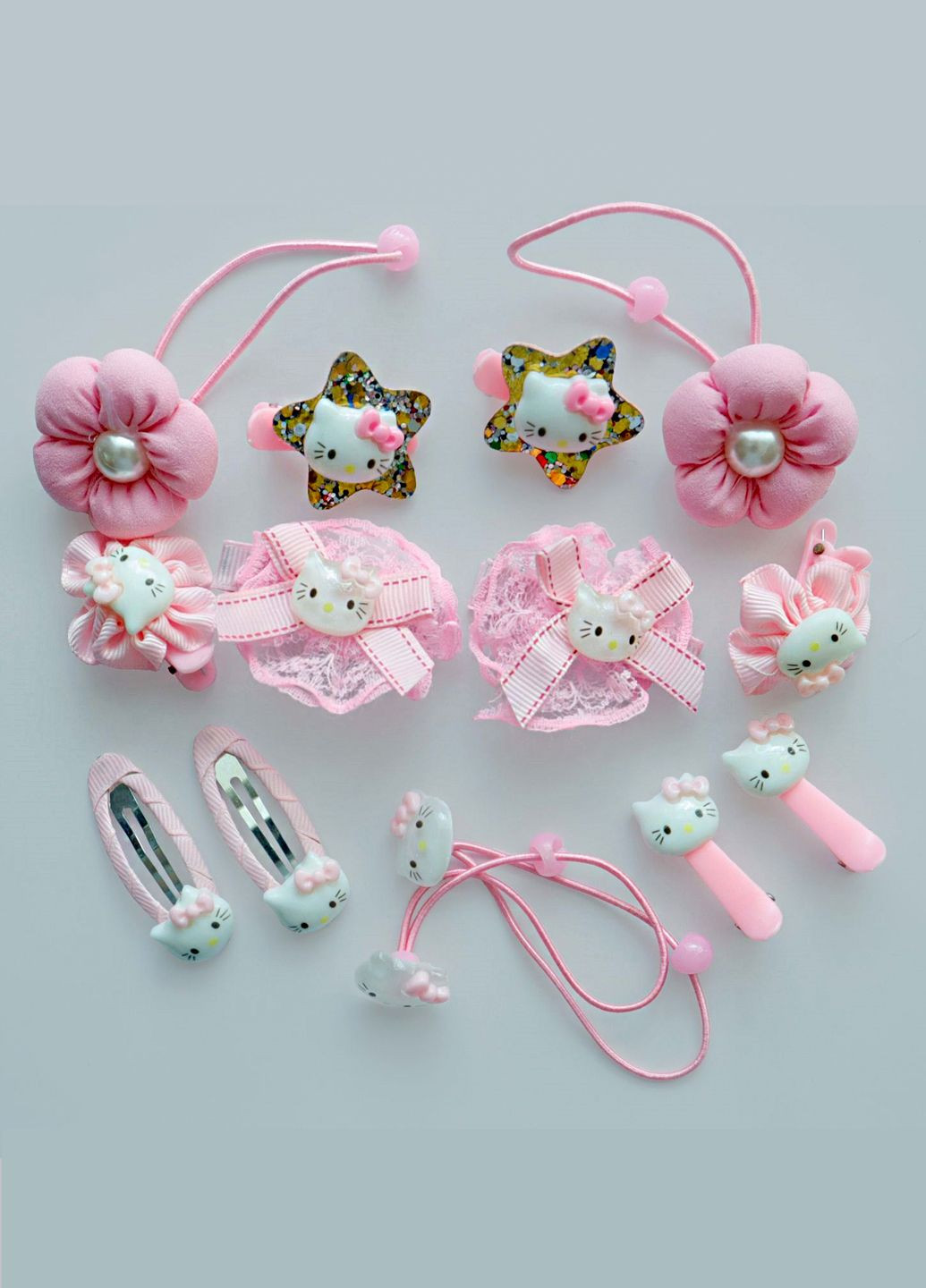 Набор детских резинок и заколок для волос "Котенок", 14 шт в пластиковой коробочке Анна Ясеницька (311666878)
