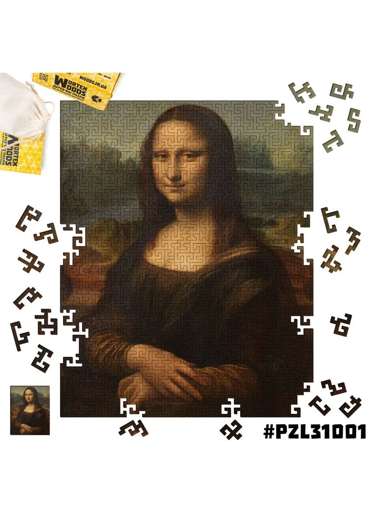 Деревянный пазл 30х40 см Мона Лиза 256 фигурных элементов PZL31001M Wortex Woods (384213643)