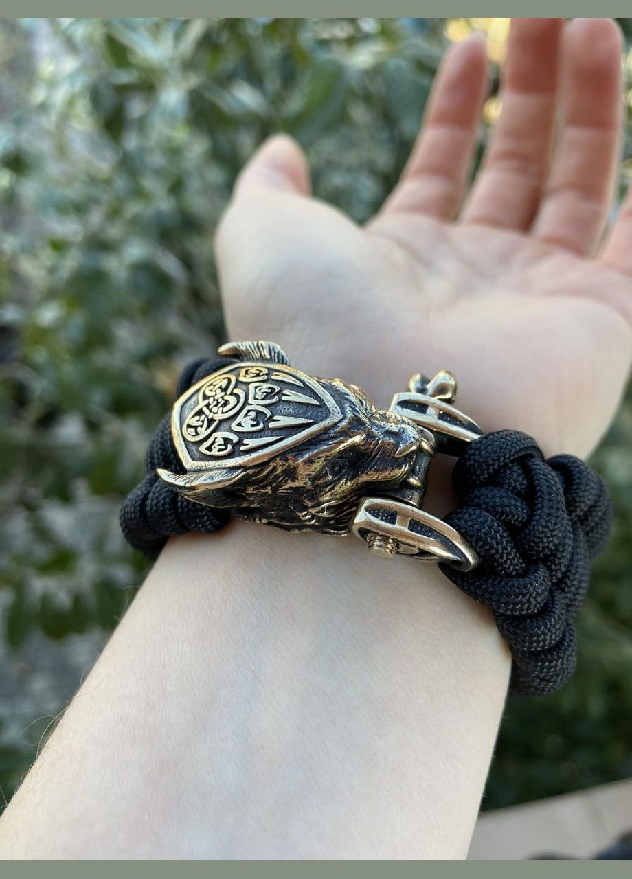 Браслет Рись із паракорду та бронзи ручного лиття плетіння трилобіт + брелок у подарунок No Brand (341739012)