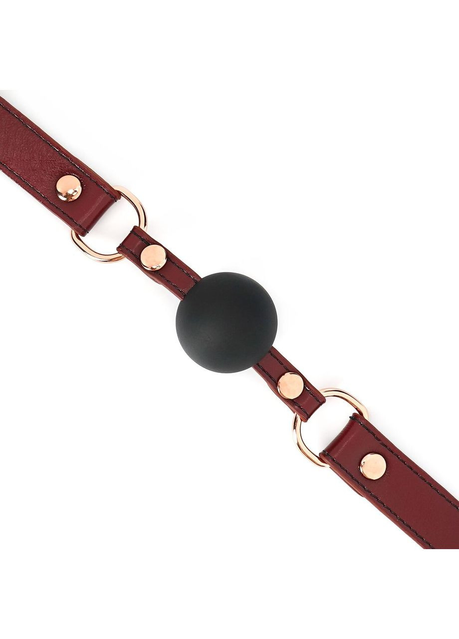 Силіконовий кляп Liebe Seele Wine Red Ball Gag, діаметр кульки 4,3 см, ремінь із натуральної шкіри No Brand (303904487)