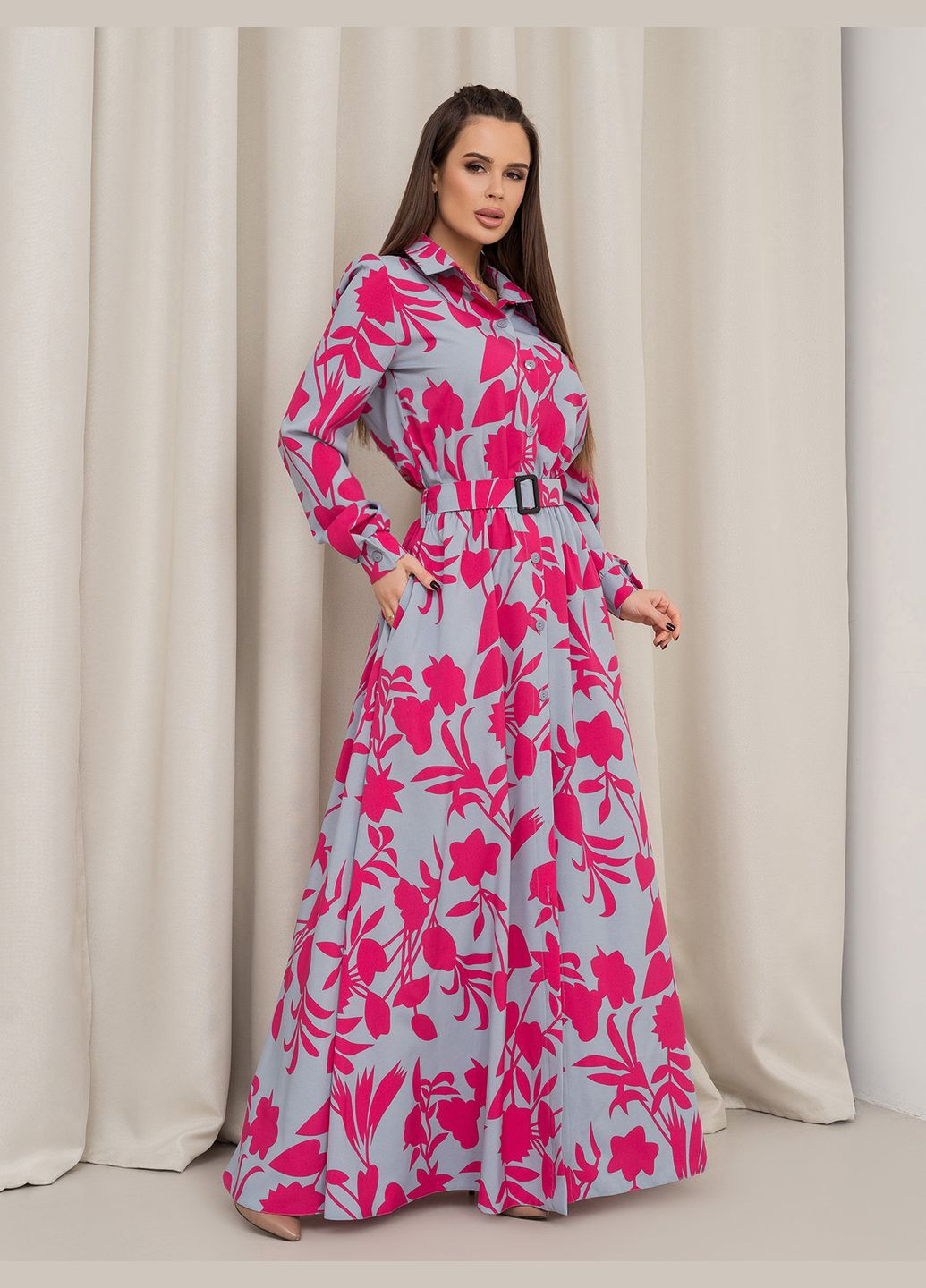 Сіра повсякденний сукні ISSA PLUS з квітковим принтом