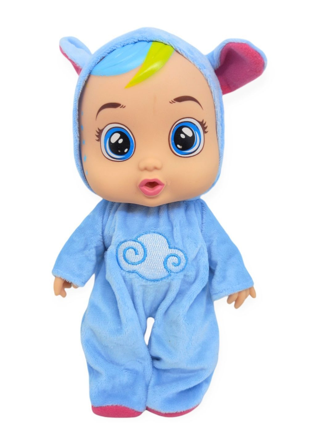 Лялька пупс розмовляє плаче сміється в костюмі хмаринки 25,5 см Baby Lovely з соскою і пляшечкою No Brand (295600052)