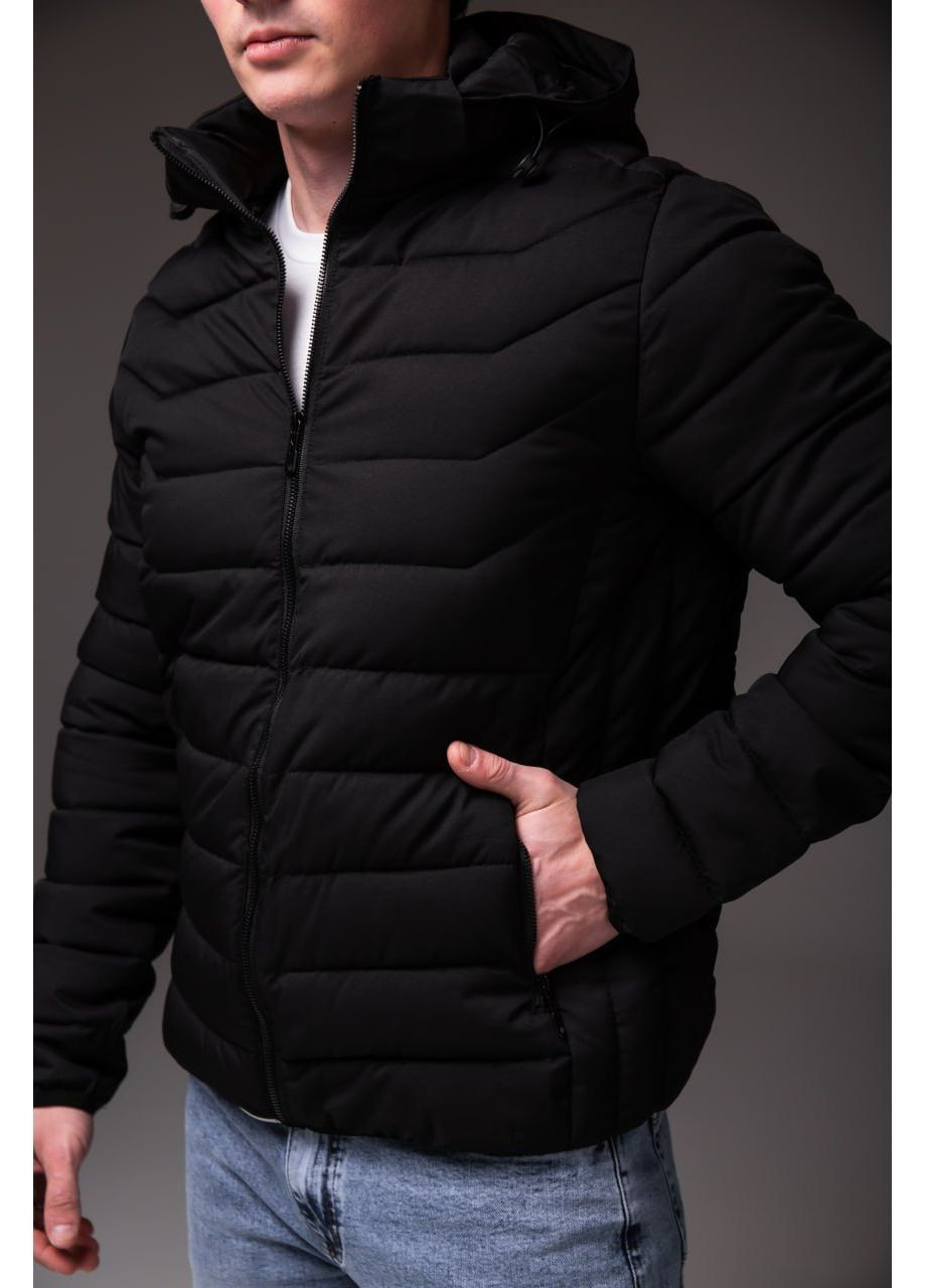 Чорна утеплена чорна чоловіча куртка "midnight" демісезон No Brand
