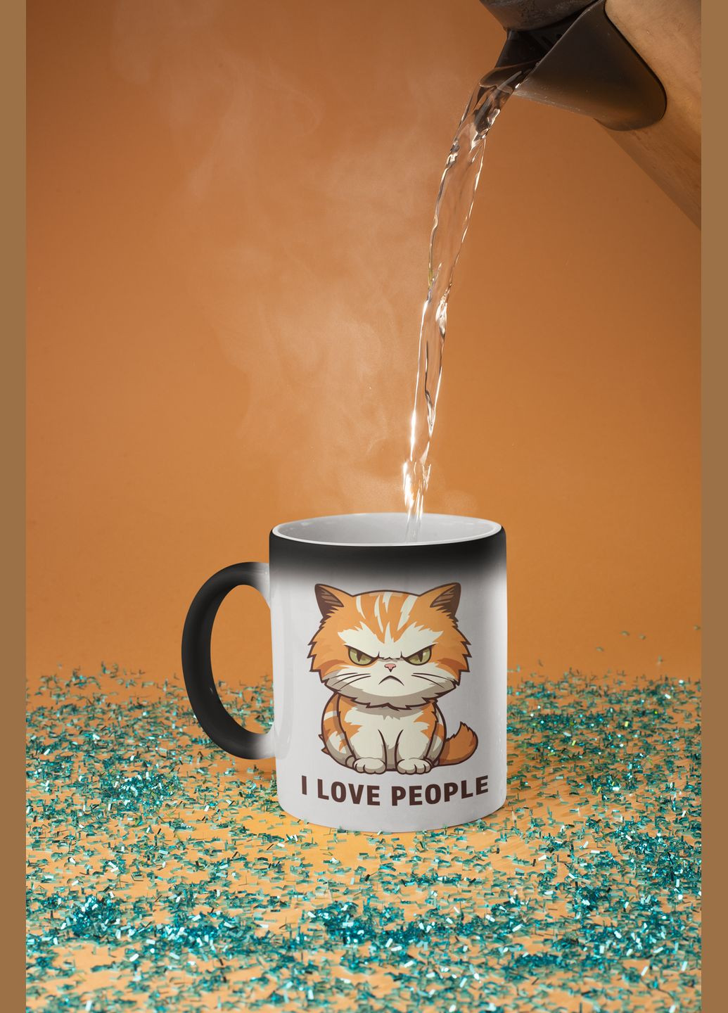 Чашка хамелеон керамічна з принтом "I Love People" 330 мл No Brand (324264519)