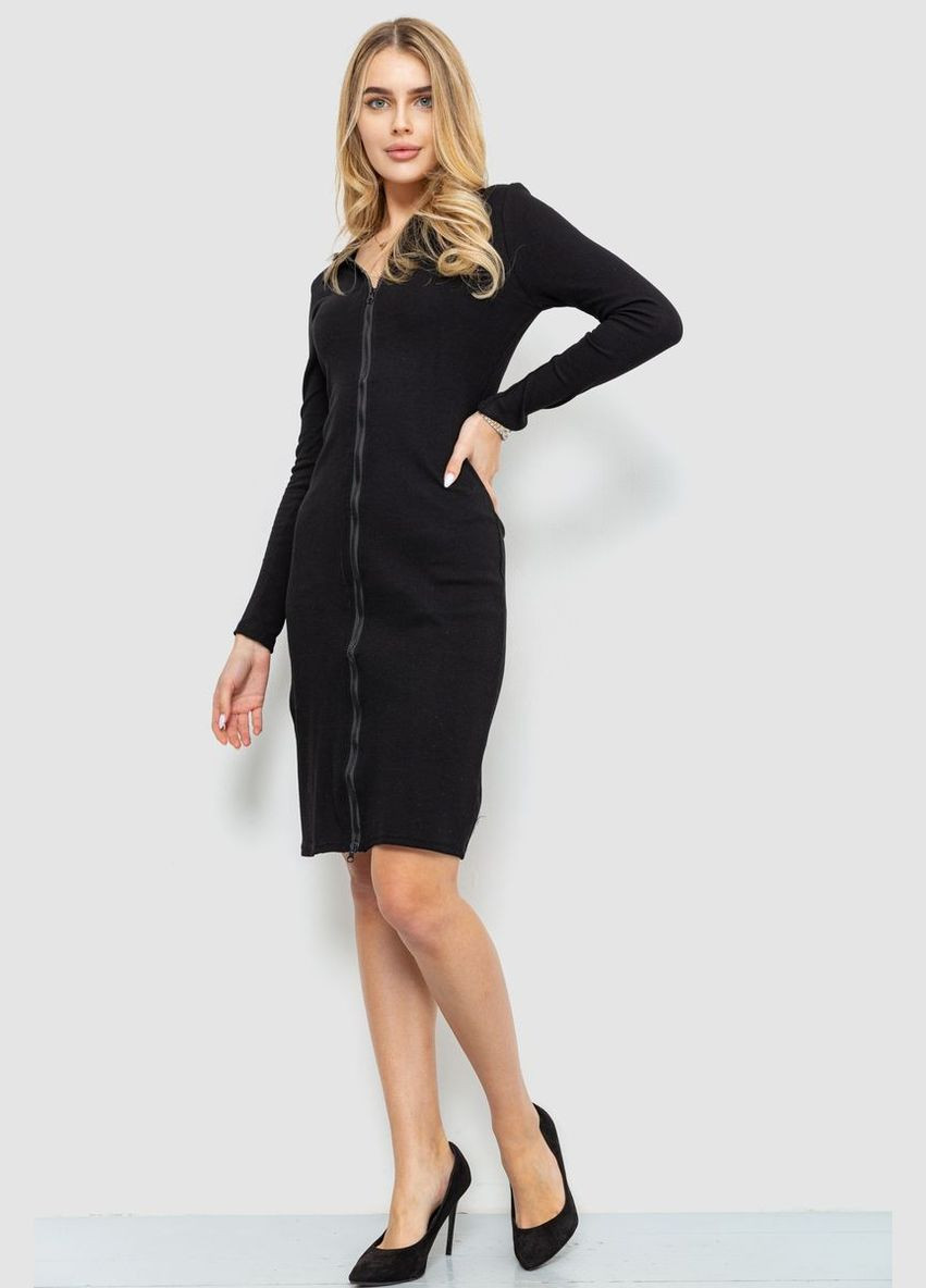 Чорна сукня на блискавці, колір чорний, 204r3059 Ager