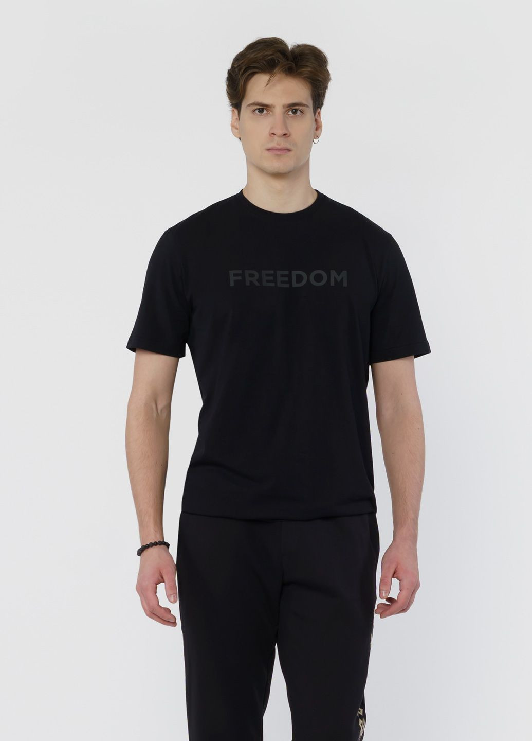 Чорна футболка чоловіча freedom чорна Arber T-SHIRT FF19