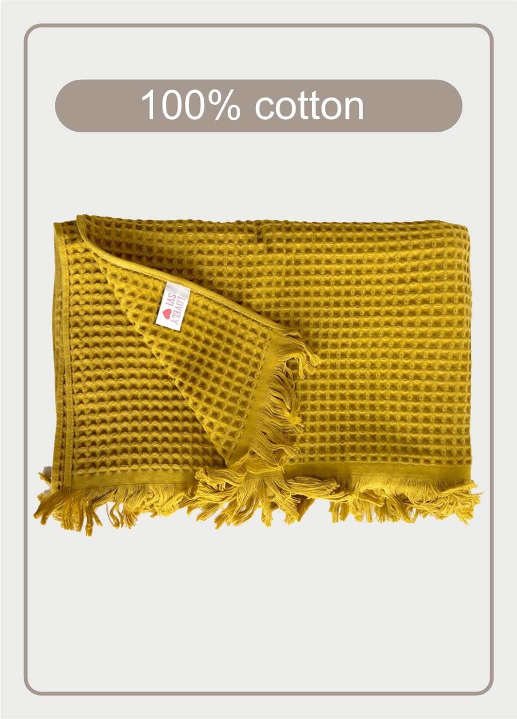 Вафельное полотенце - хлопок - для ванной, отелей, спа - XXL 90х180 см -Желтый Lovely Svi однотонный желтый