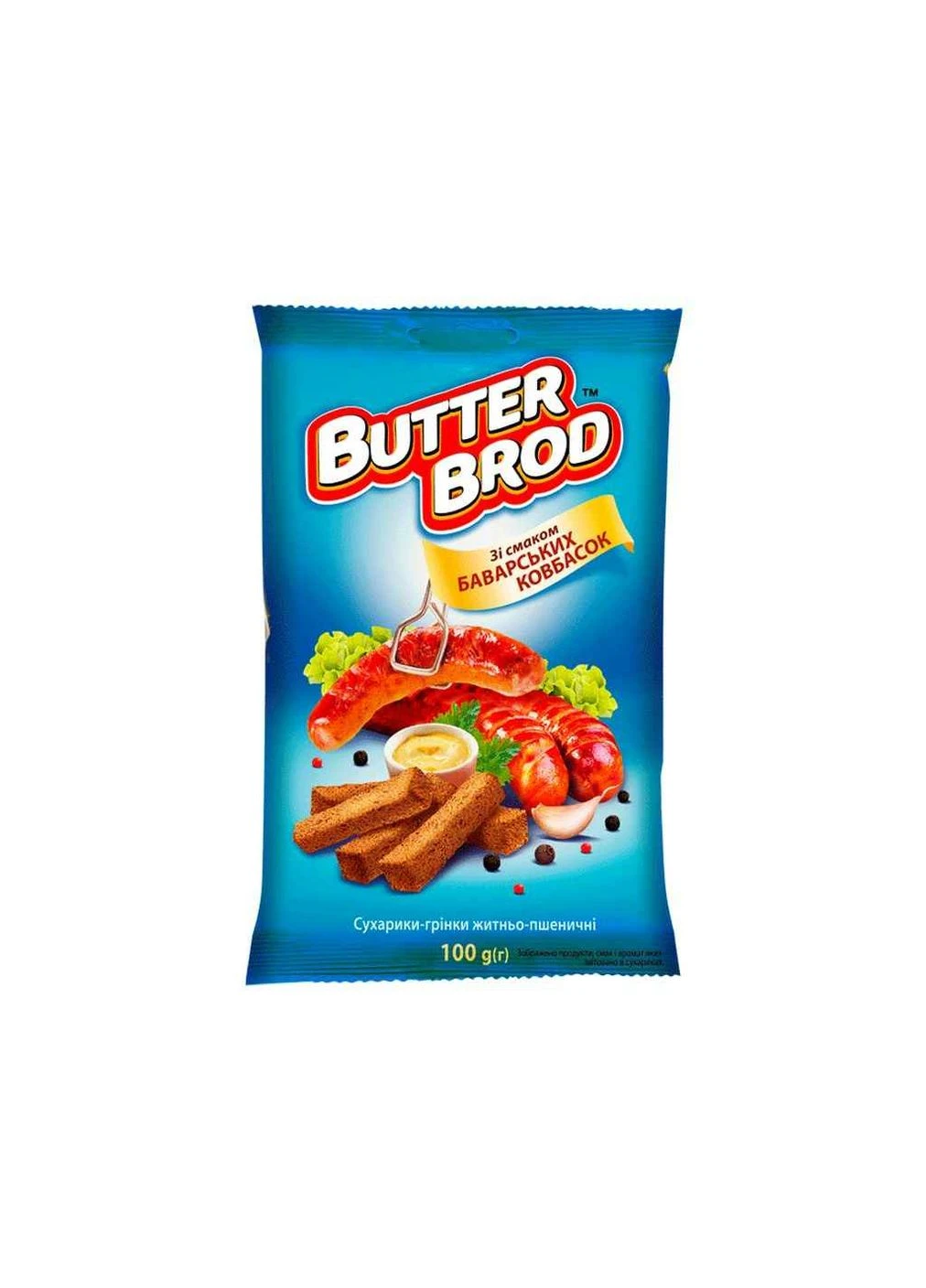 Сухарики 100г ржаные со вкусом баварских колбасок ТМBUTTERBROD No Brand (387478888)