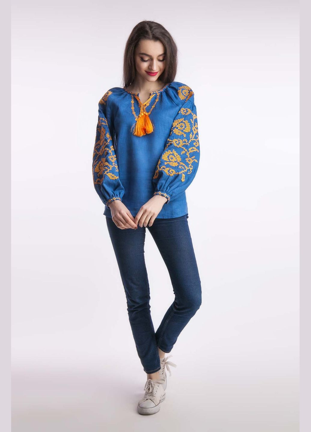 вышиванка женская BeART узор цветочный свободная, прямой лен (293486493)