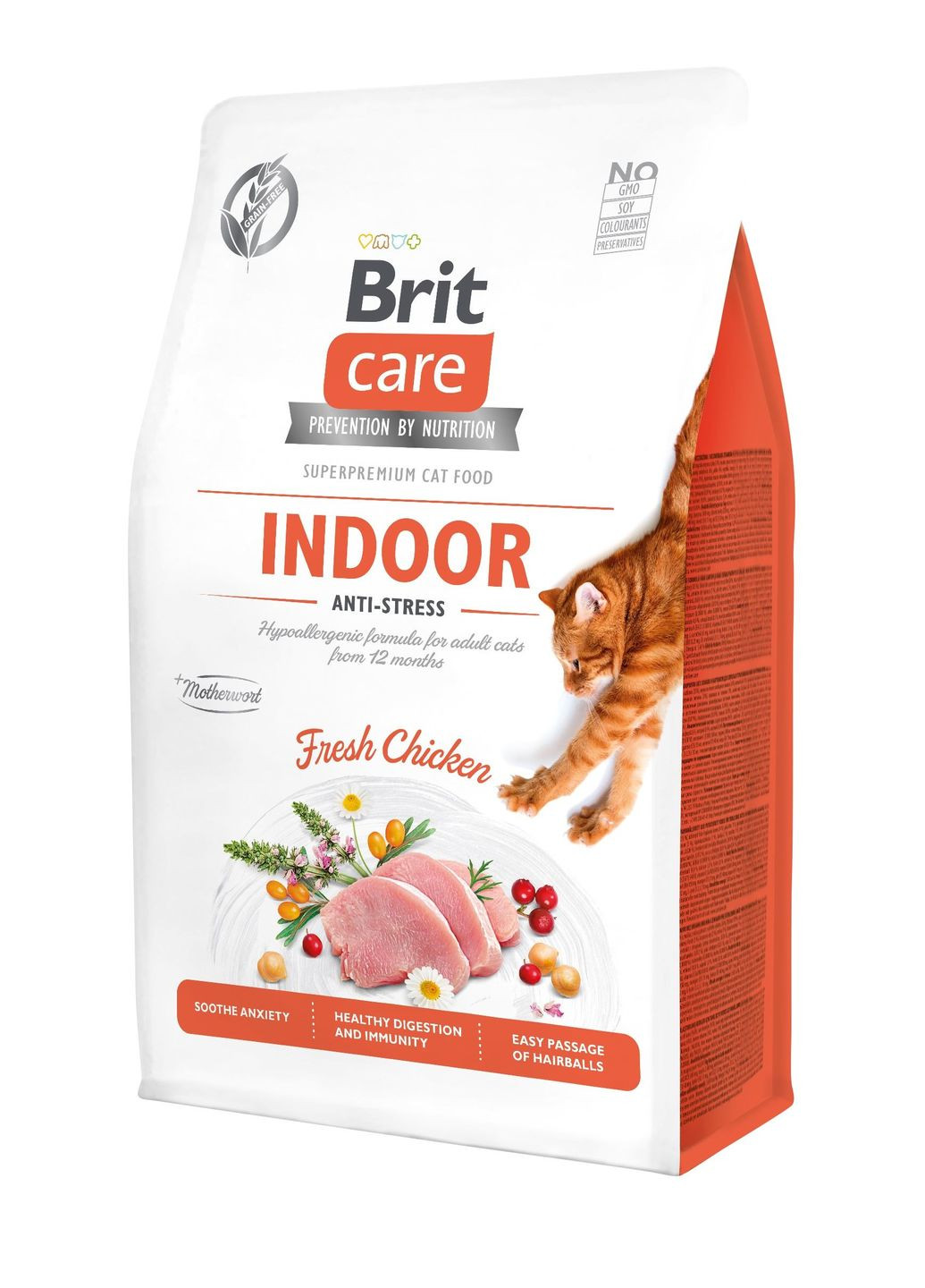 Сухий корм для кішок, що живуть у приміщенні Cat GF Indoor Antistress з куркою 0.4 кг (8595602540860) Brit Care (279571900)