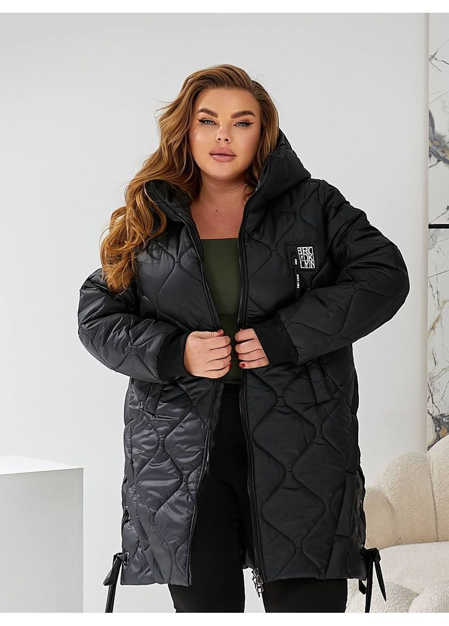 Чорна демісезонна жіноча куртка-пальто куртка-пальто Asi.Store.ua