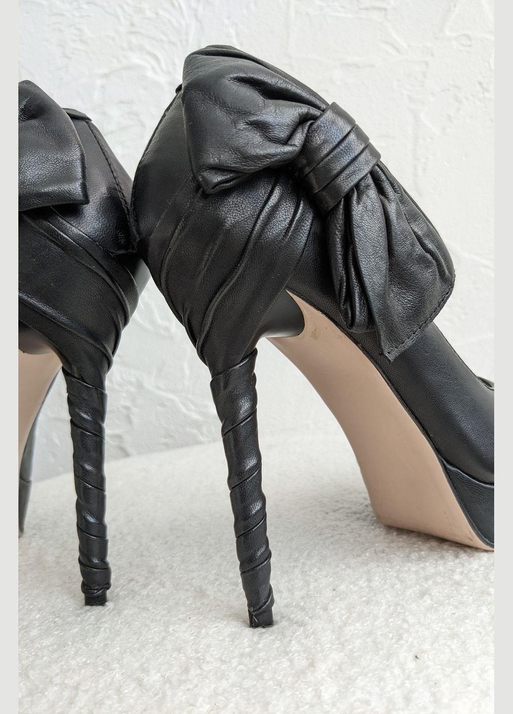 InFashion Чорні шкіряні туфлі на платформі з відкритим носком чорний з натуральна шкіра, україна — демісезон (317537474)