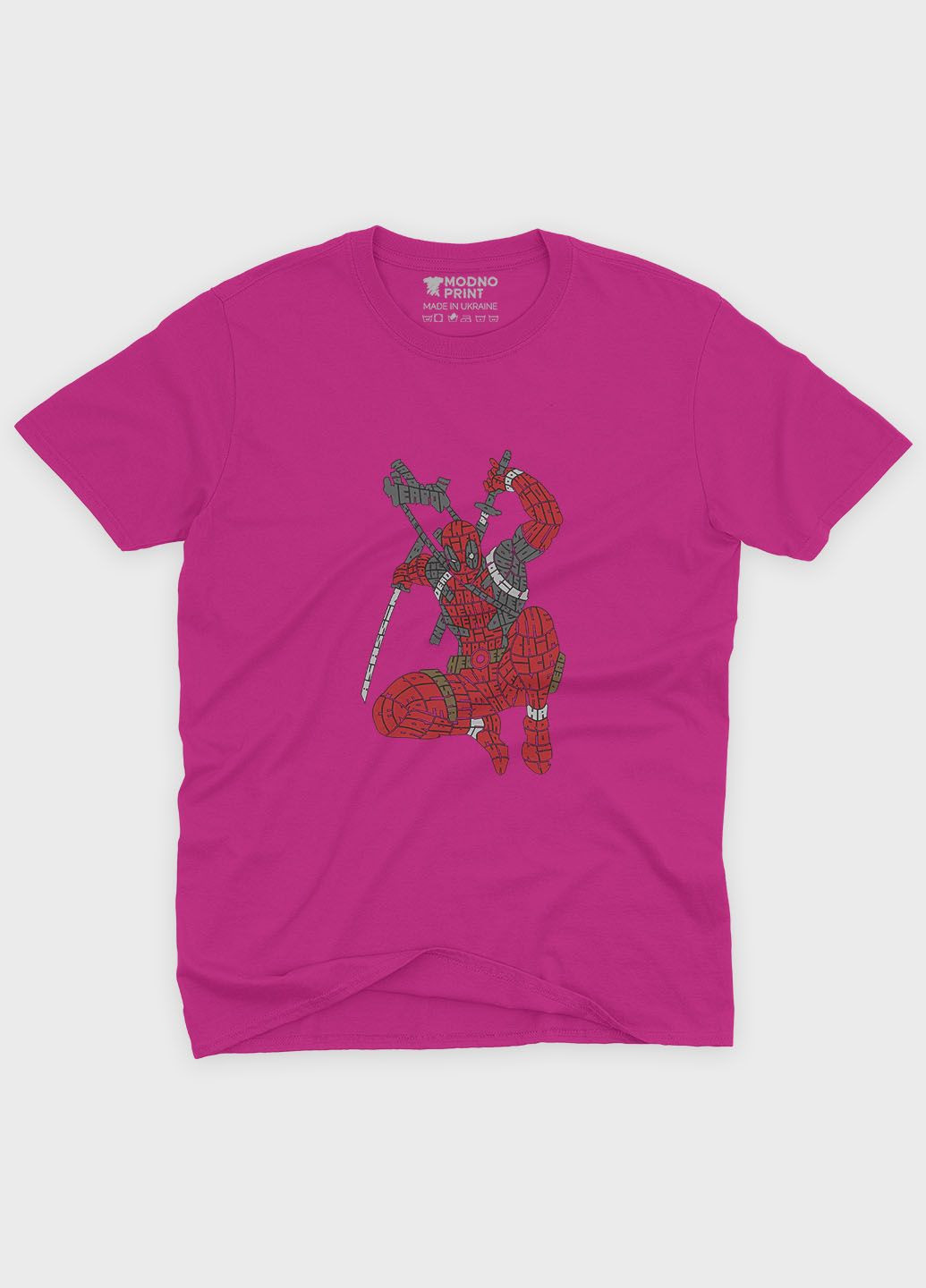 Розовая демисезонная футболка для мальчика с принтом антигероя - дедпул (ts001-1-fuxj-006-015-002-b) Modno