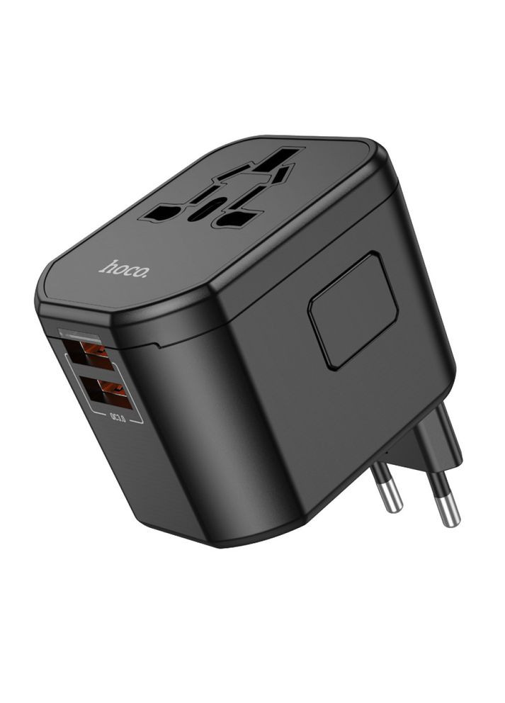 Универсальное зарядное устройство для быстрой зарядки AC15 |EU/UK/US/AUS, 2USB/1Type-C PD20W QC3.0| Черны Hoco (337351810)