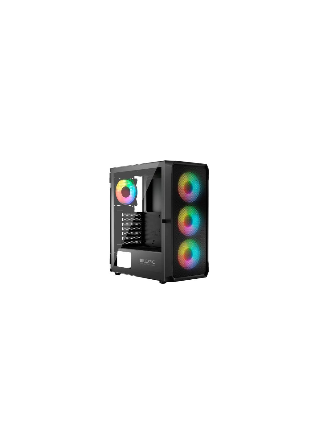 Корпус (AT-PORTOS-10-0000000-0002) Logic Concept PORTOS MESH+GLASS ARGB fans 4x120mm BLACK (372350393)