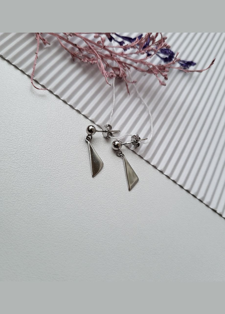 Срібні сережки гвоздики на фіксаторах з підвіскою без каменів срібло 925 проби Родоване с2/1120 No Brand (306742046)