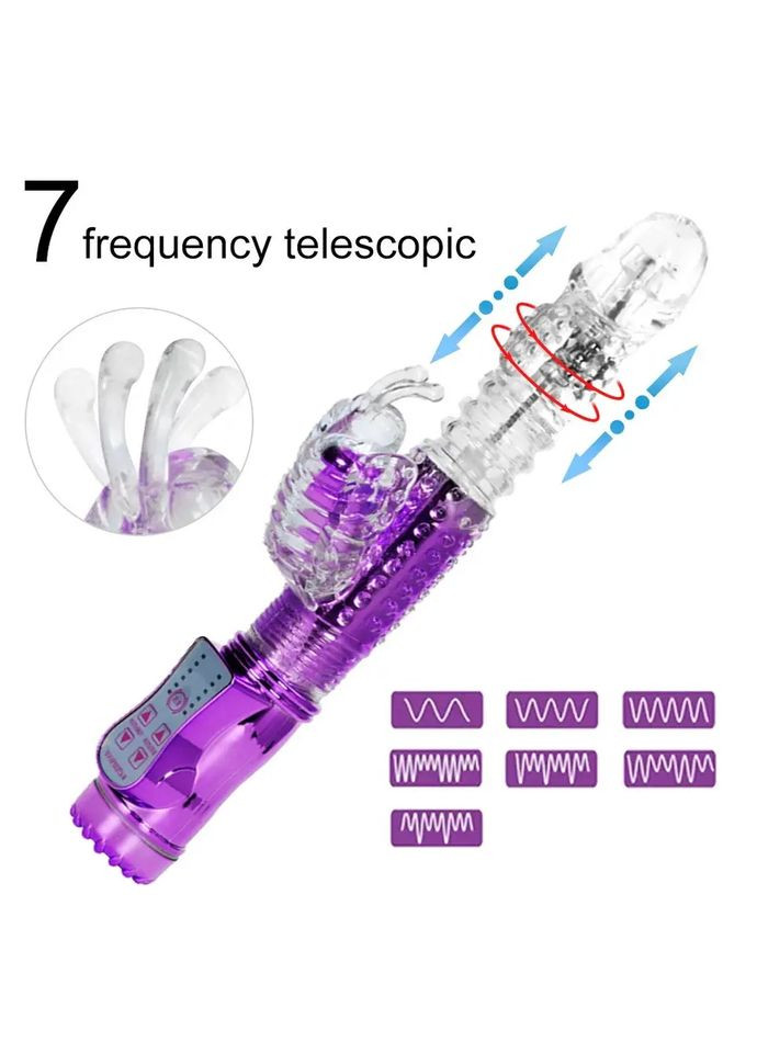 Вибратор двойной Кролик вагинальный для клитора и точки G фиолетовый No Brand (316553383)