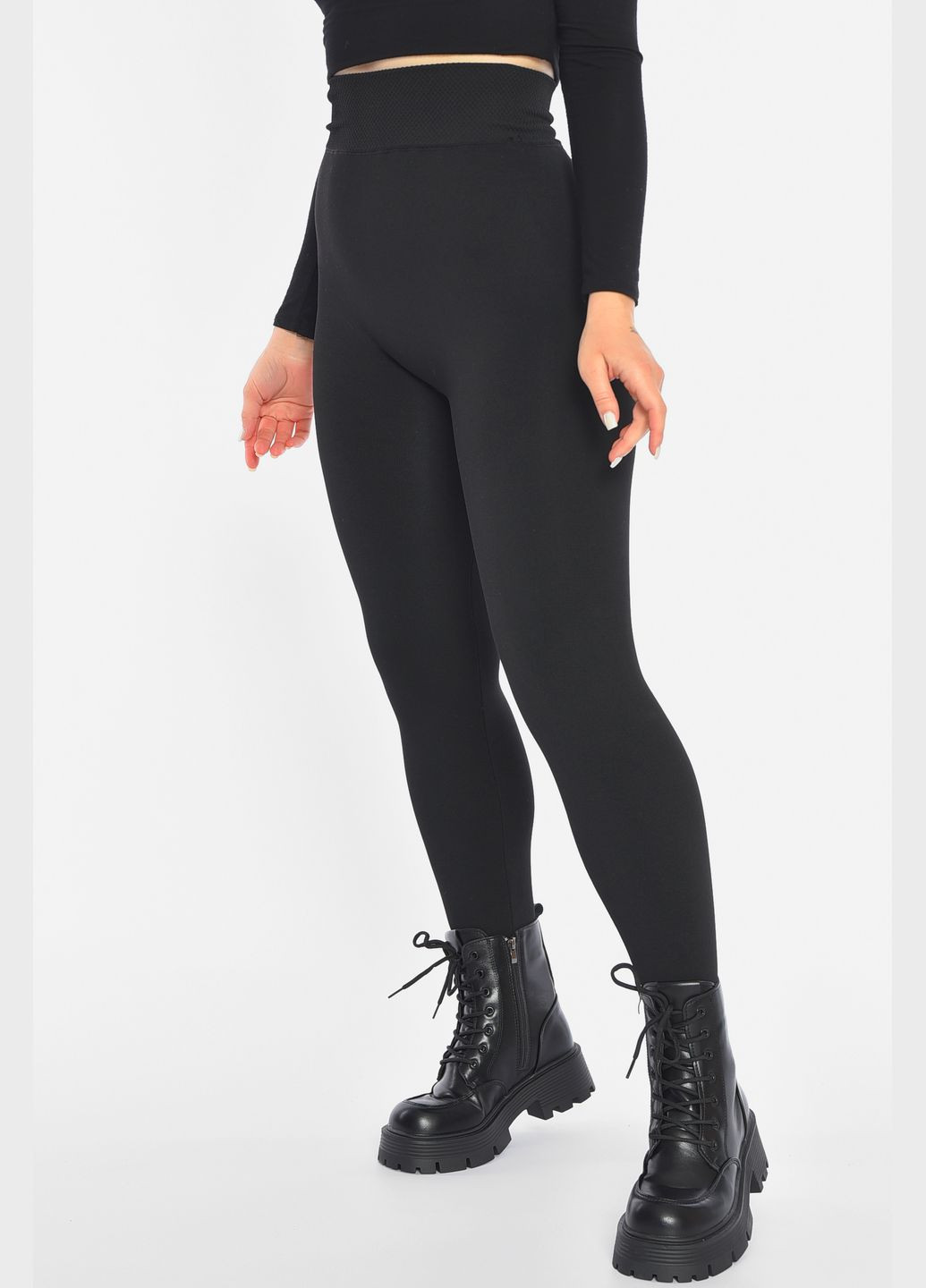 Лосини жіночі на штучному хутрі чорного кольору Let's Shop (303677990)