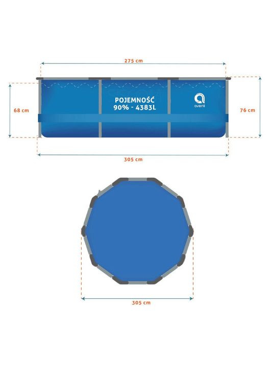 Круглий Каркасний басейн 305x76 см + набір 16 аксесуарів Avenli (346533401)