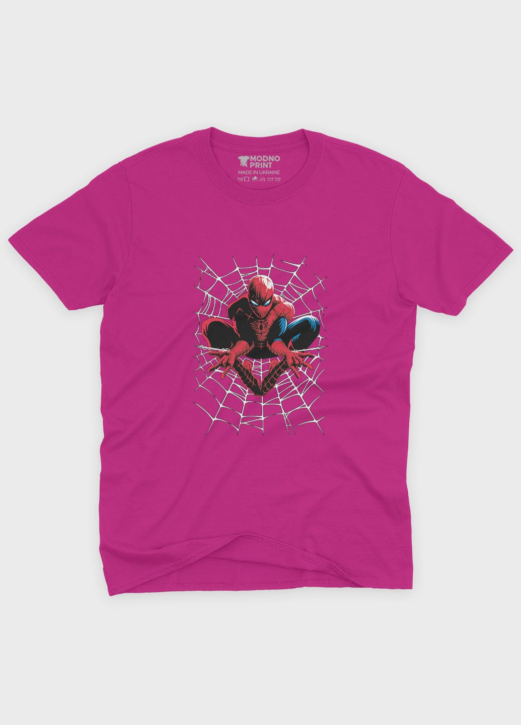 Розовая демисезонная футболка для мальчика с принтом супергероя - человек-паук (ts001-1-fuxj-006-014-064-b) Modno