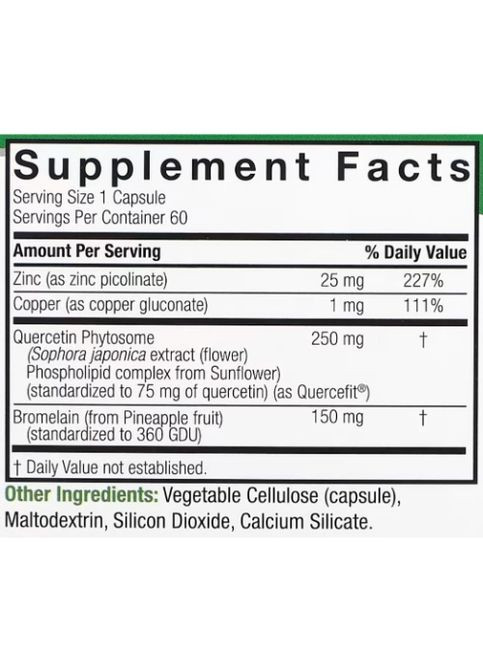 Quercetin Blend 250 mg 60 Veg Caps Nature's Answer (301006196)