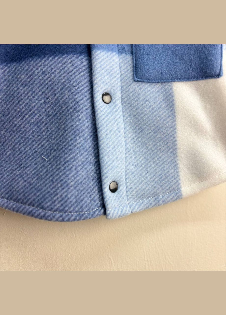 Синяя повседневный рубашка в клетку No Brand с длинным рукавом