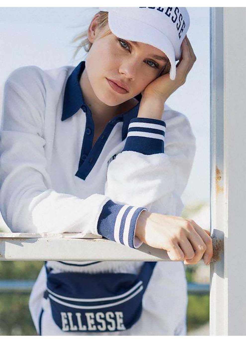 Білий жіночий світшот crocetta cropped sweatshirt білий Ellesse однотонний (367191732)