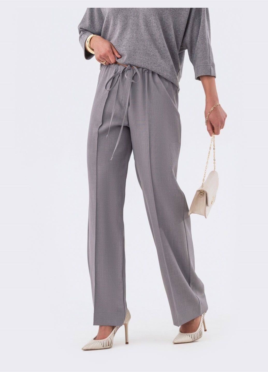 прямые брюки серого цвета с кулиской Dressa (287340350)