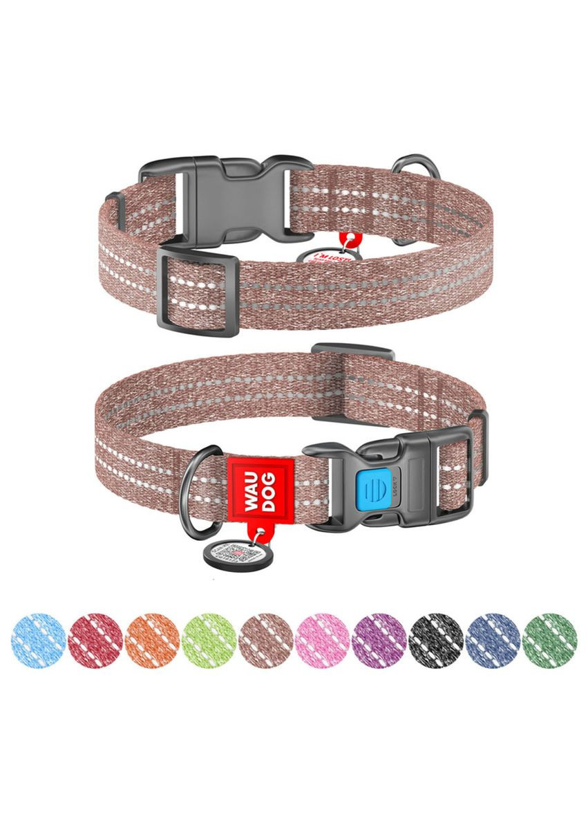Нашийник Re-cotton з QR паспортом (ширина 15 мм, довжина 25-35 см) коричневий WAUDOG (322642140)