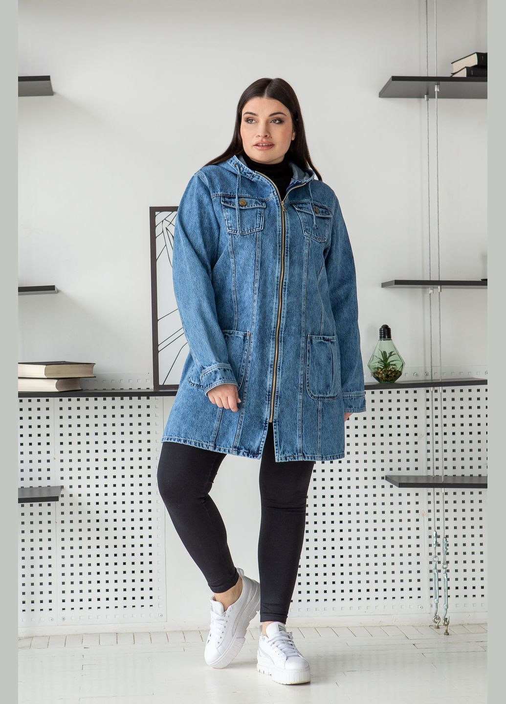 Блакитна демісезонна куртка-ветрівка джинсова жіноча вд-7 MioRichi