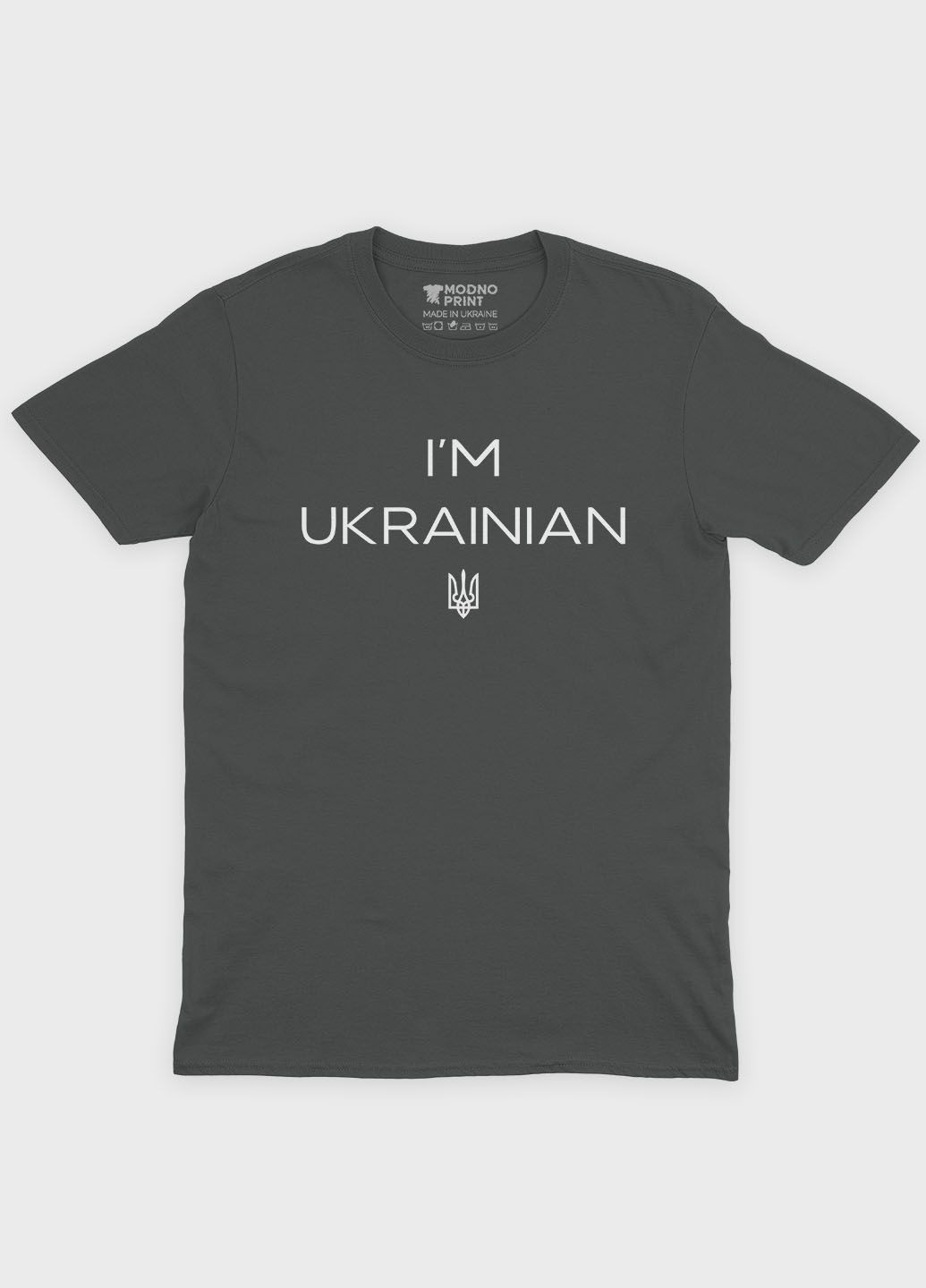 Темно-серая мужская футболка с патриотическим принтом i`m russian (ts001-1-slg-005-1-017) Modno
