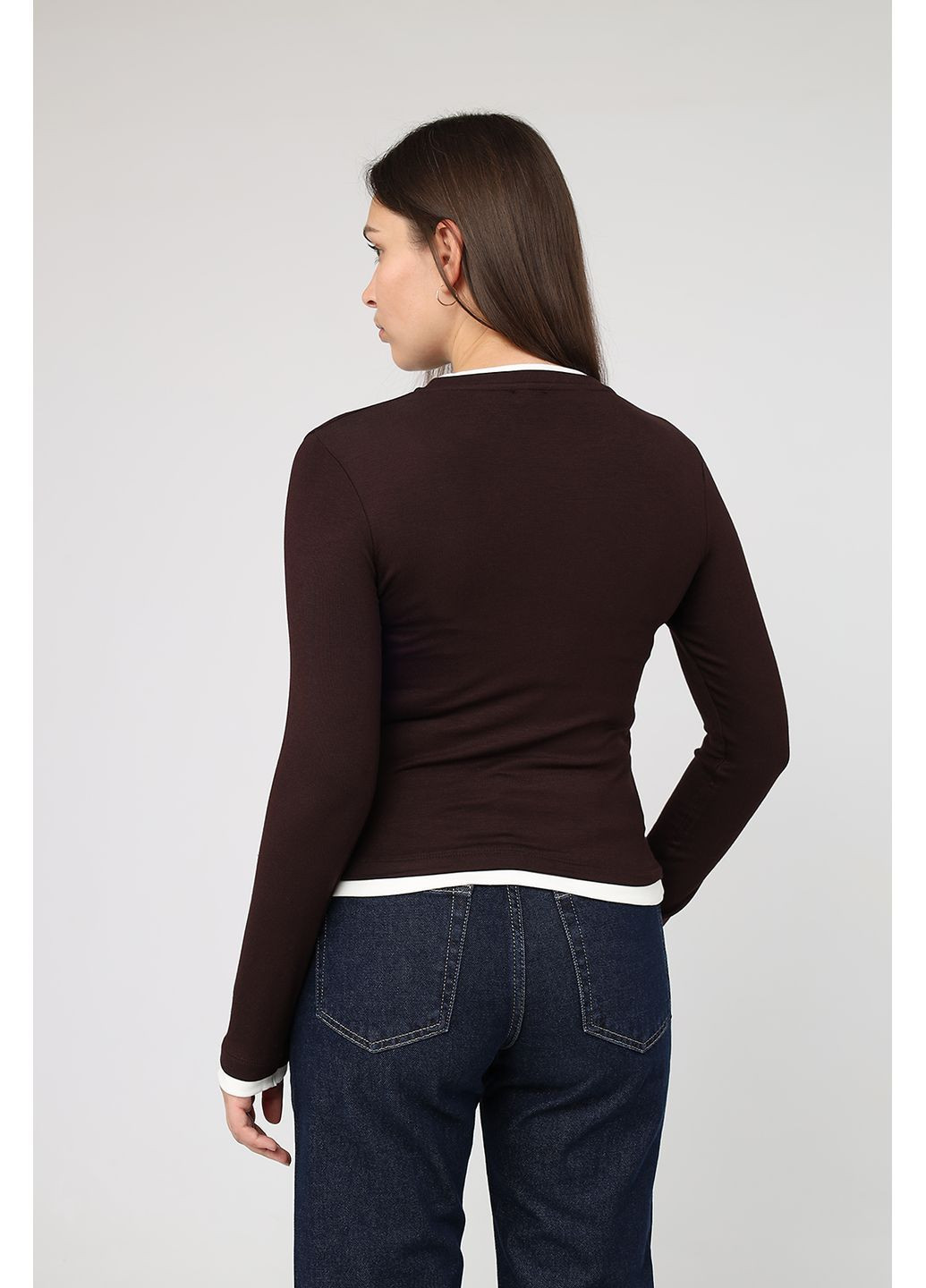 Футболка с длинным рукавом женская цвет коричневый CB-00287112 Yuki - (368824090)