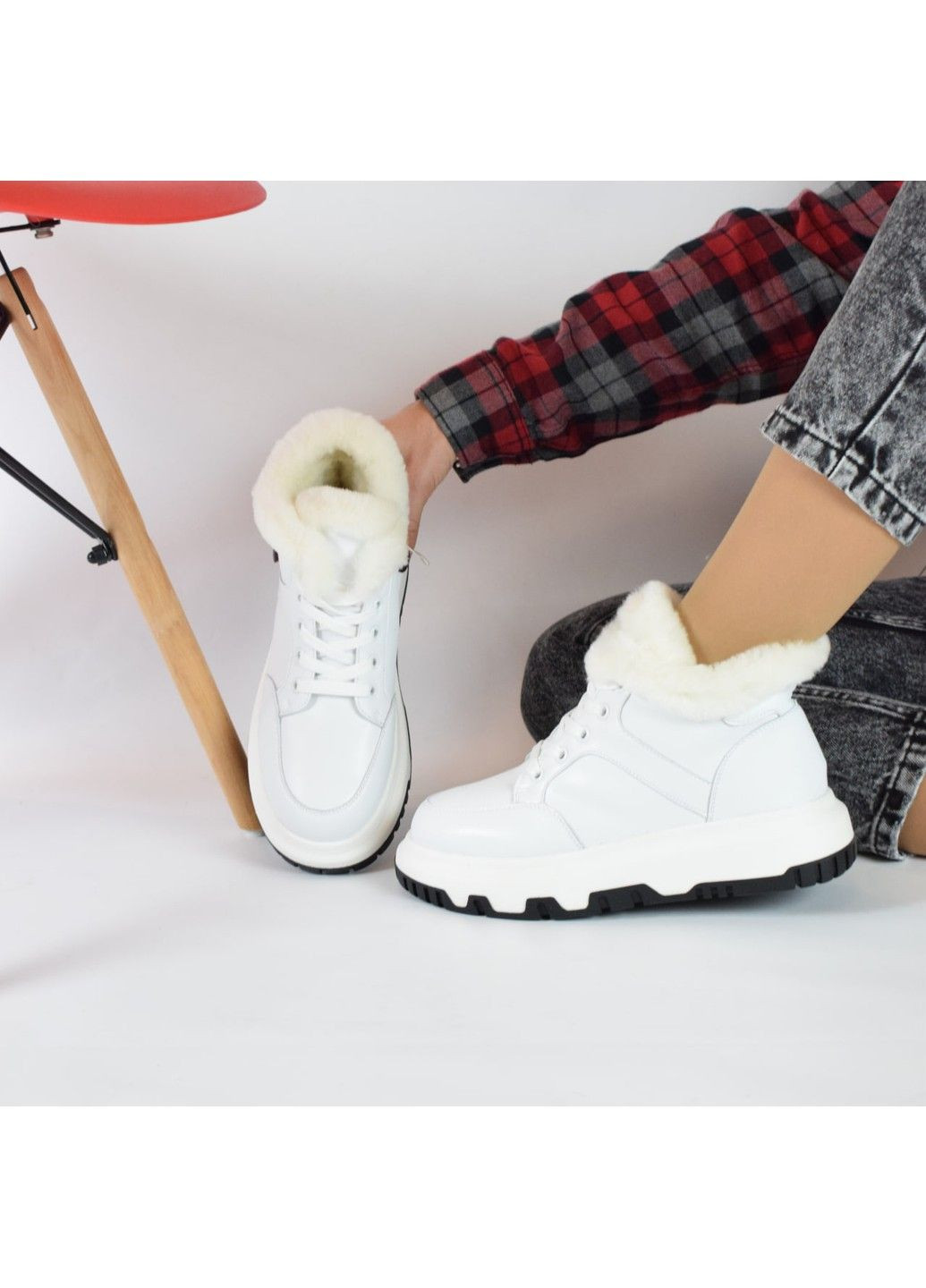 Зимние 259 ботинки зимние белые кожаные KDSL