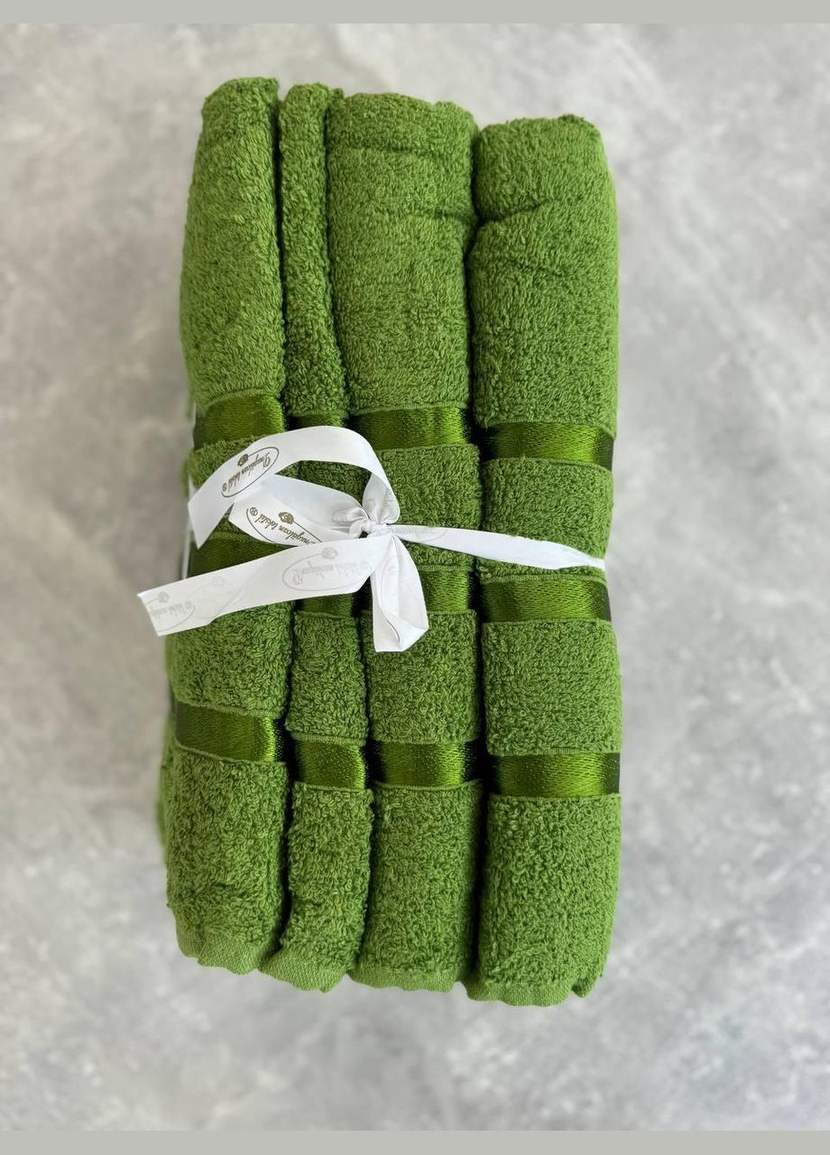 Набор полотенец махровых 4 шт 70х140 см и 90х50 см No Brand однотонный комбинированный