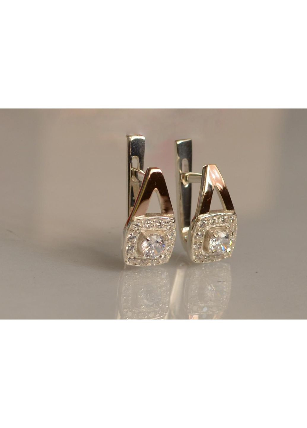 Срібні сережки з пластинами із золота Silver Style (366813869)