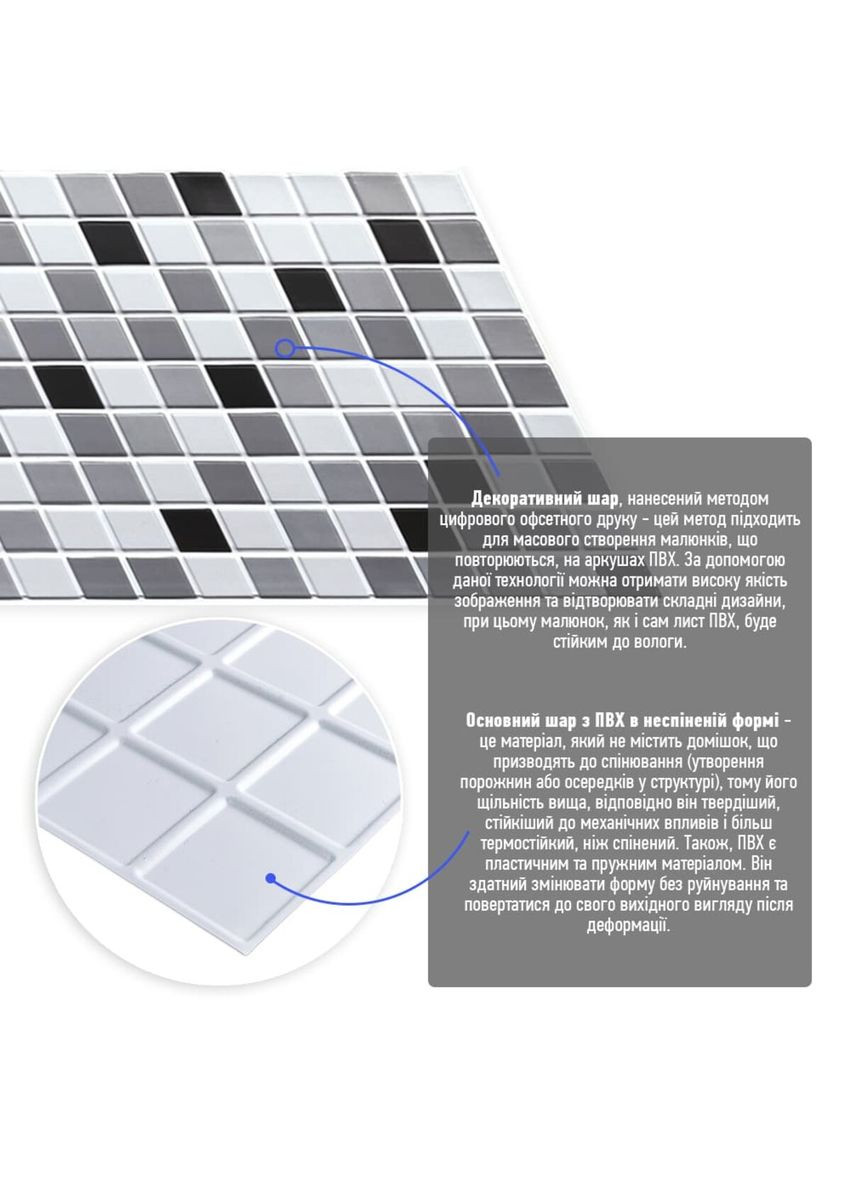 Декоративная панель ПВХ черно-белая мозаика 960х480х4мм SW-00001432 Sticker Wall (292564559)