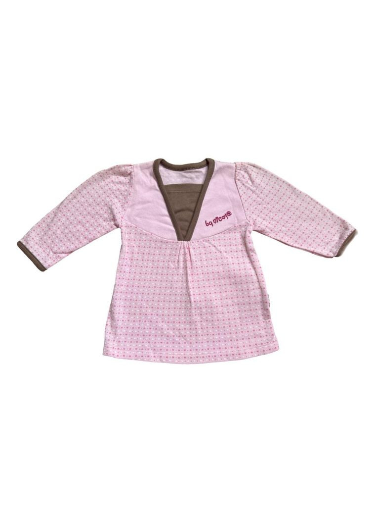 Розовая демисезонная футболка - туника с длинным рукавом для девочки 68-98 см розовый (0673) Nicol