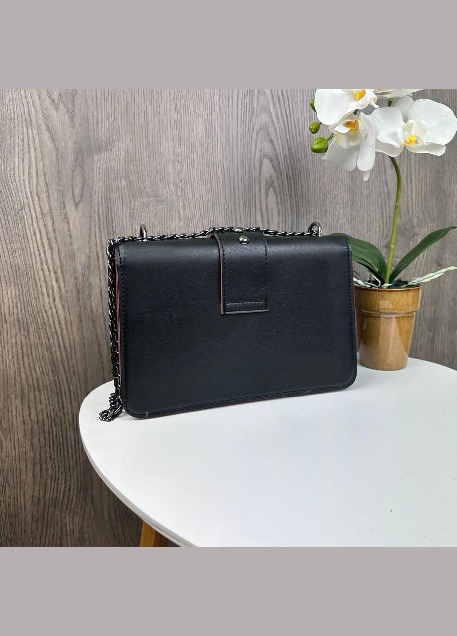 Жіноча сумочка-клатч-стило Pinko чорна з червоними вставками, маленька сумка Пінко з пташками No Brand (334729519)