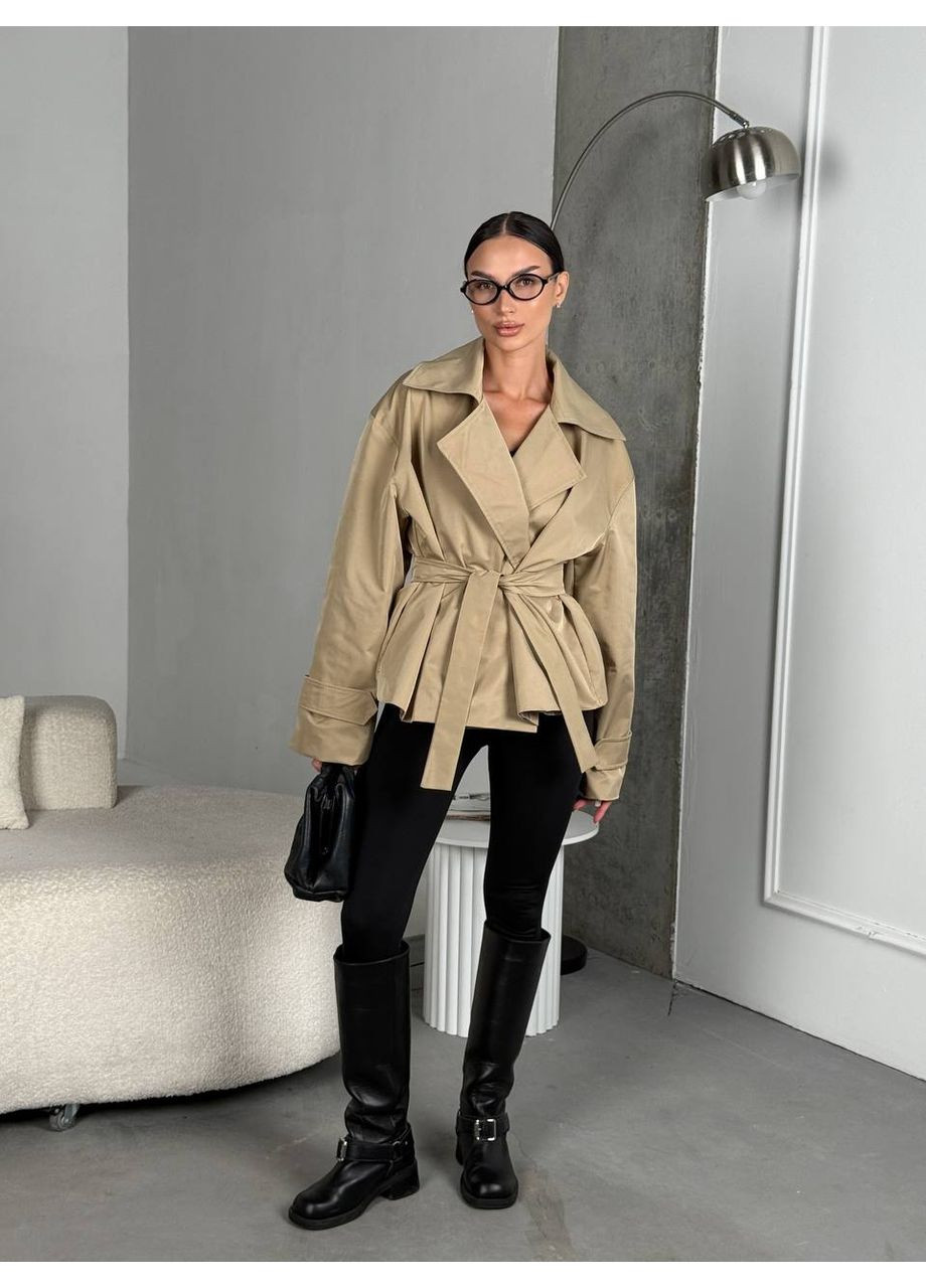 Укорочений тренч у трьох базових кольорах з коттон-парки — заміри в описі DK/DL Мода без кордонів на зав'язках демісезон (361783296)