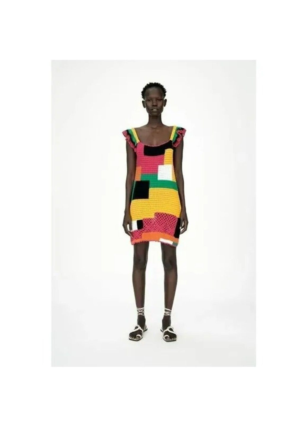 Комбінована сукня жіноча limited edition color block crochet mini dress size small Zara