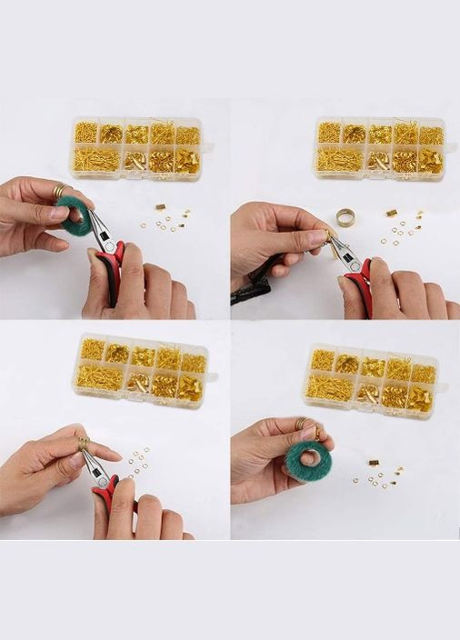 Набір фурнітури для створення біжутерії колір золото швензи, затискачі, кільця, карабіни, гвинти, піни No Brand (322287361)