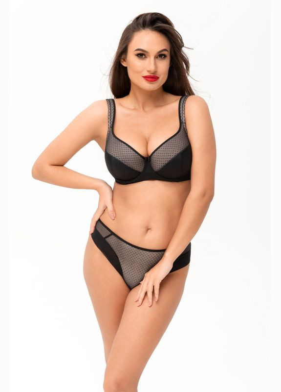 Чёрный бюстгальтер на косточках с формованными чашками Kalyna с косточками