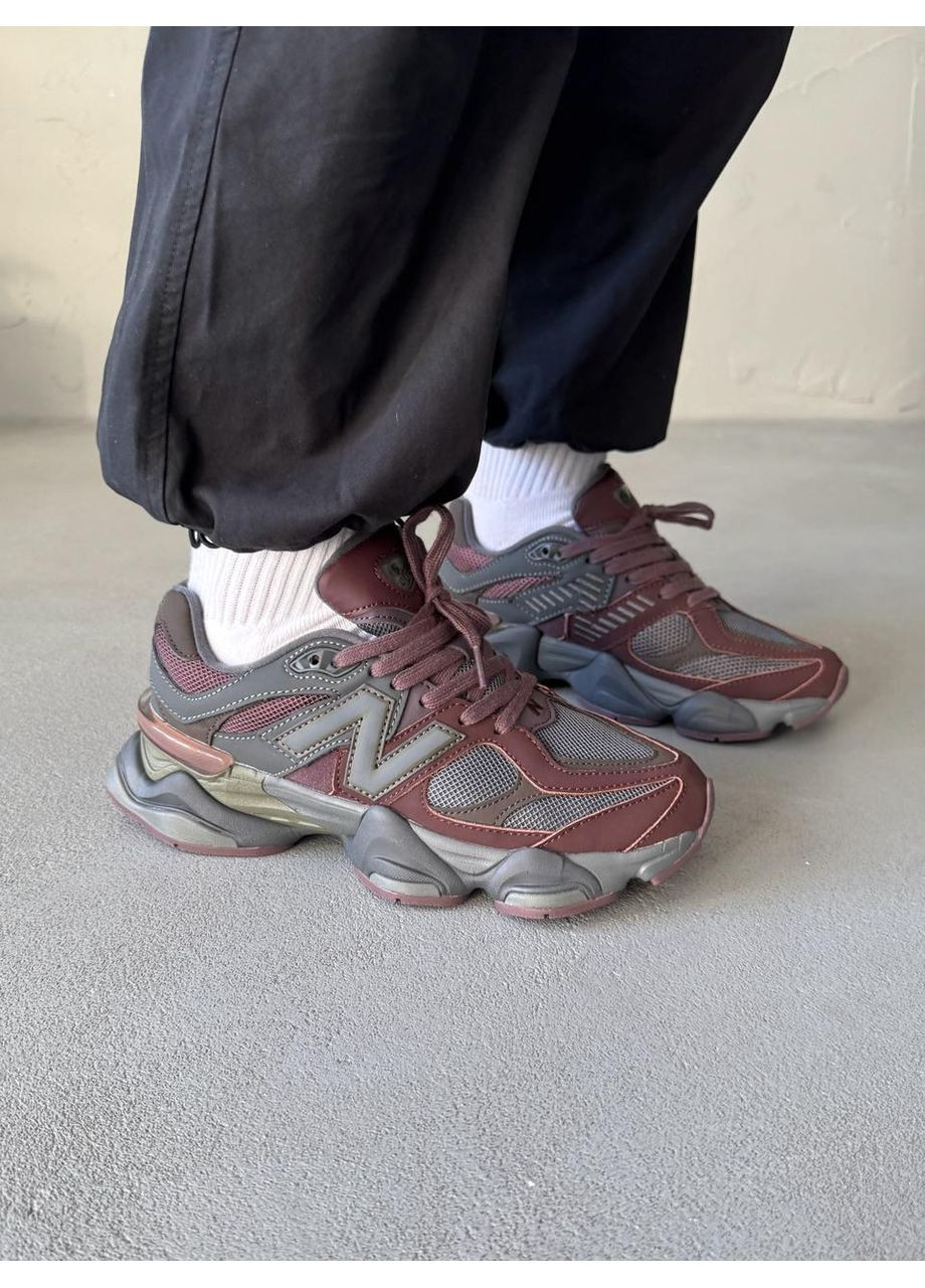 Цветные демисезонные кроссовки мужские new balance 9060 brown bordo leather нью беланс 9060 No Brand