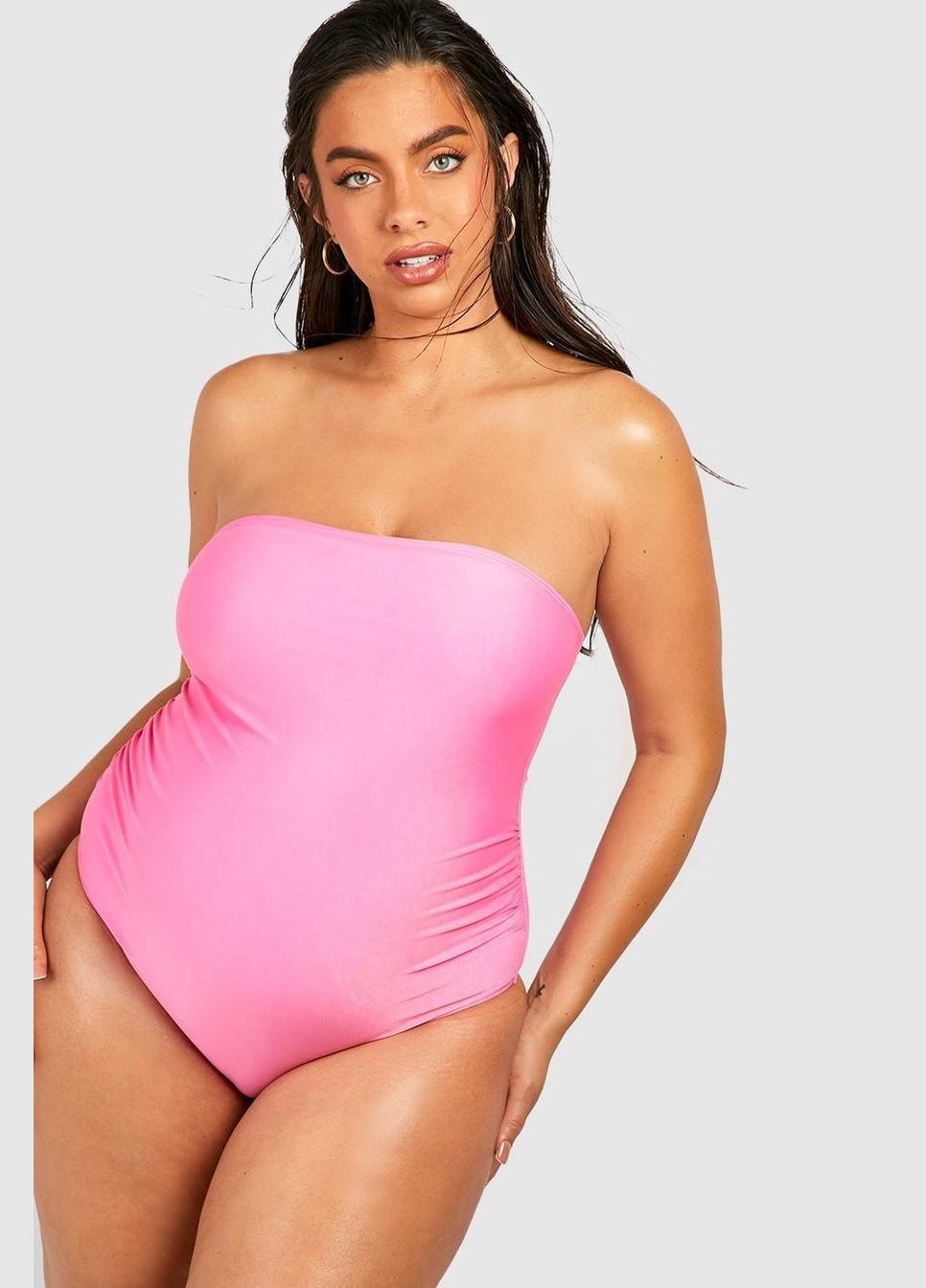 Розовый летний купальник слитный для беременных Boohoo
